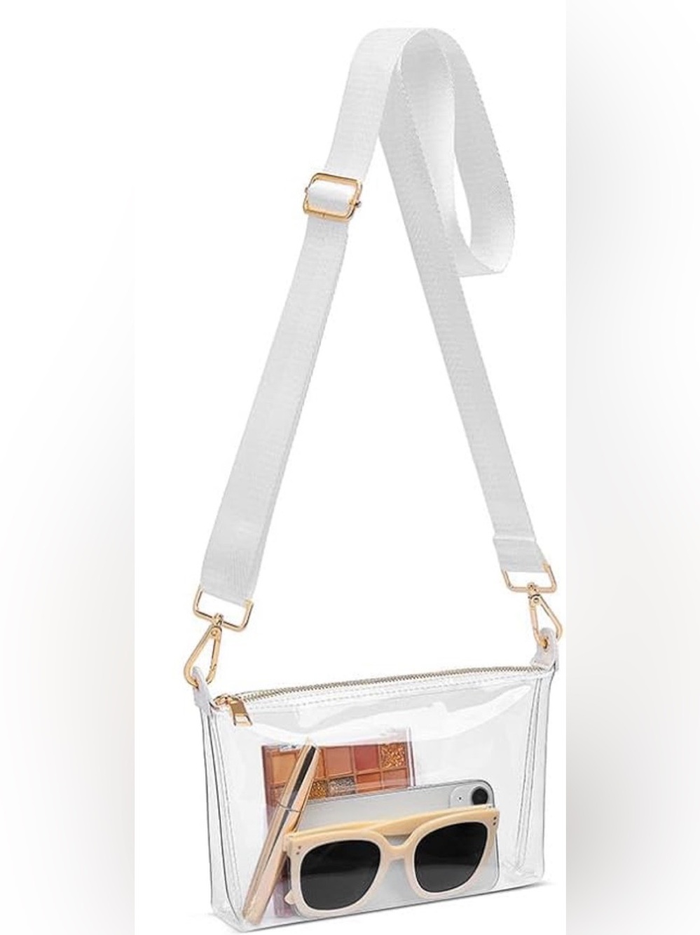 NWT Clear Crossbody Bag with White Strap